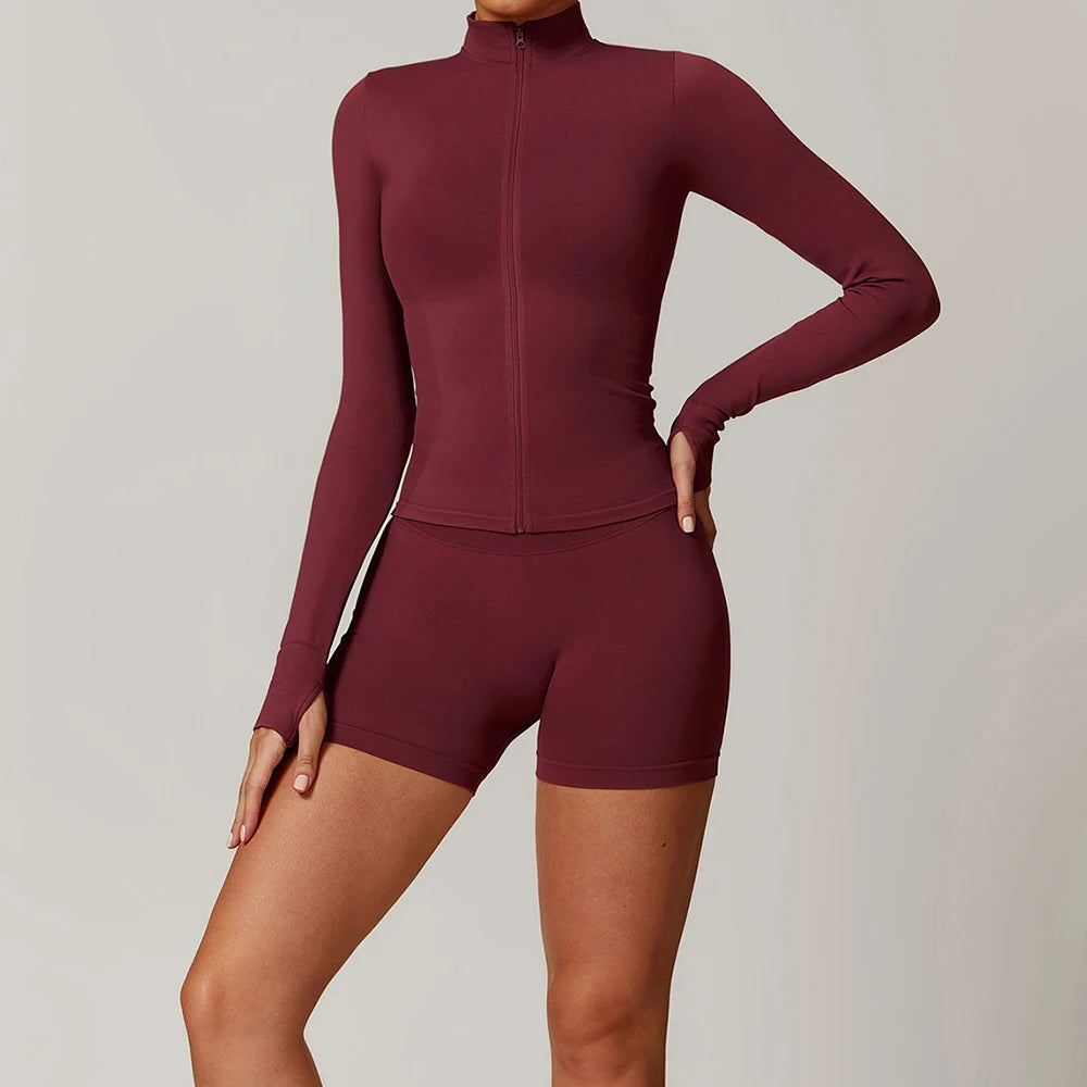 Women's Seamless Yoga Set Jacket and Leggings Activewear Outfit