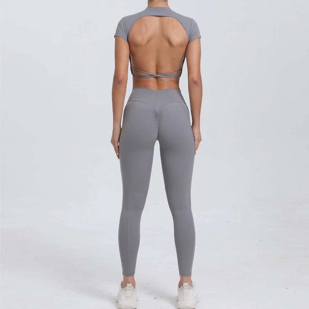 Women's Quick Dry Yoga Set Compression Top and Shorts