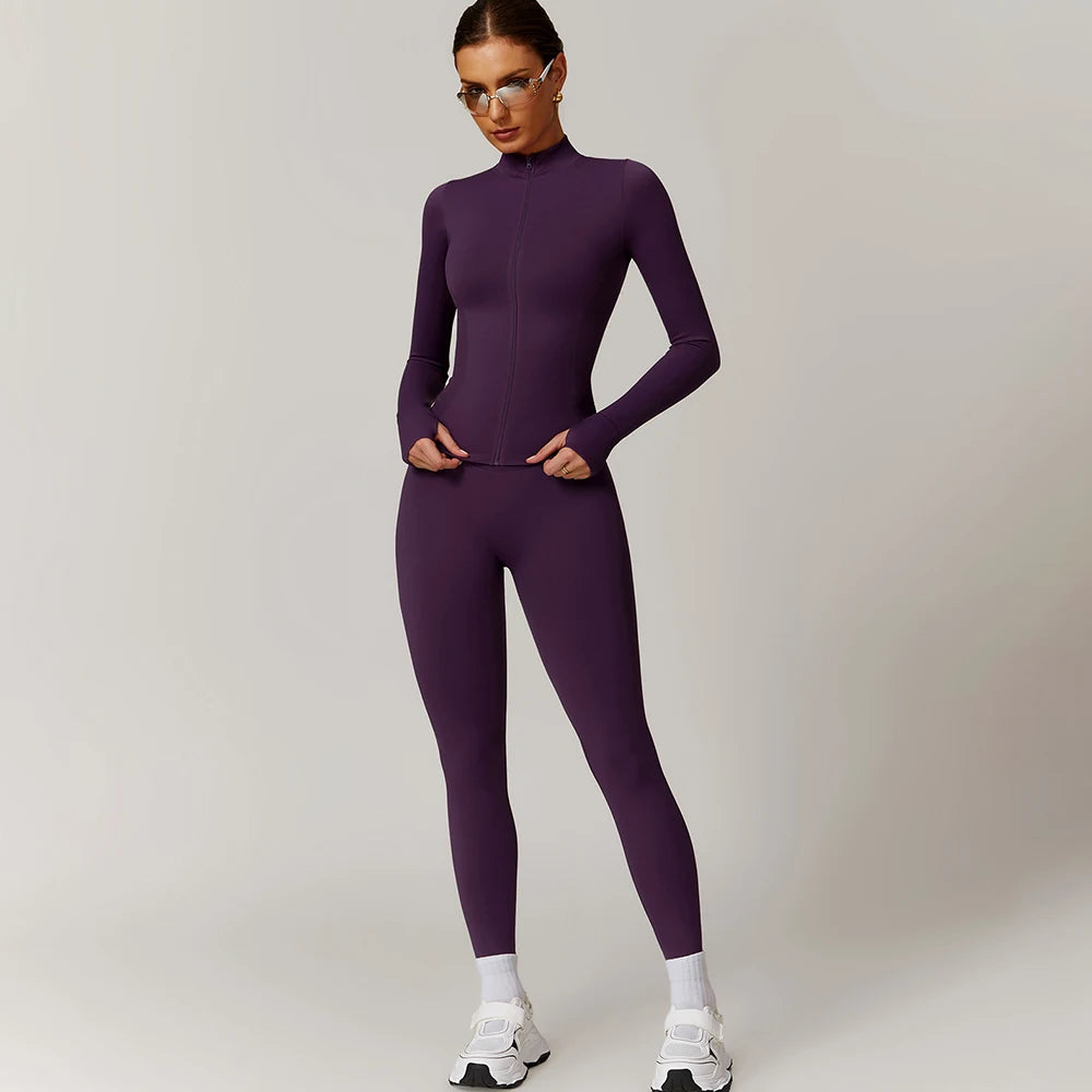 Women's Seamless Yoga Set Jacket and Leggings Activewear Outfit