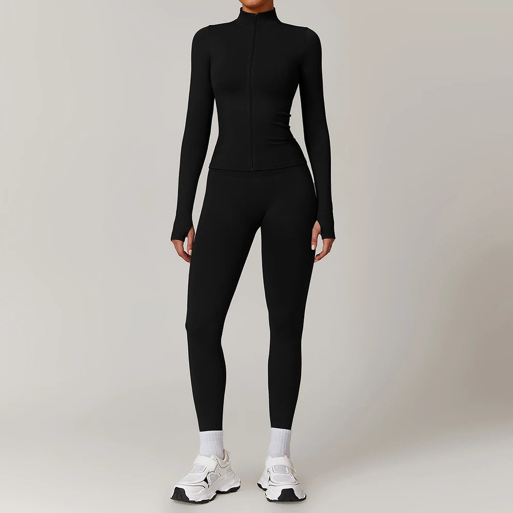 Women's Seamless Yoga Set Jacket and Leggings Activewear Outfit