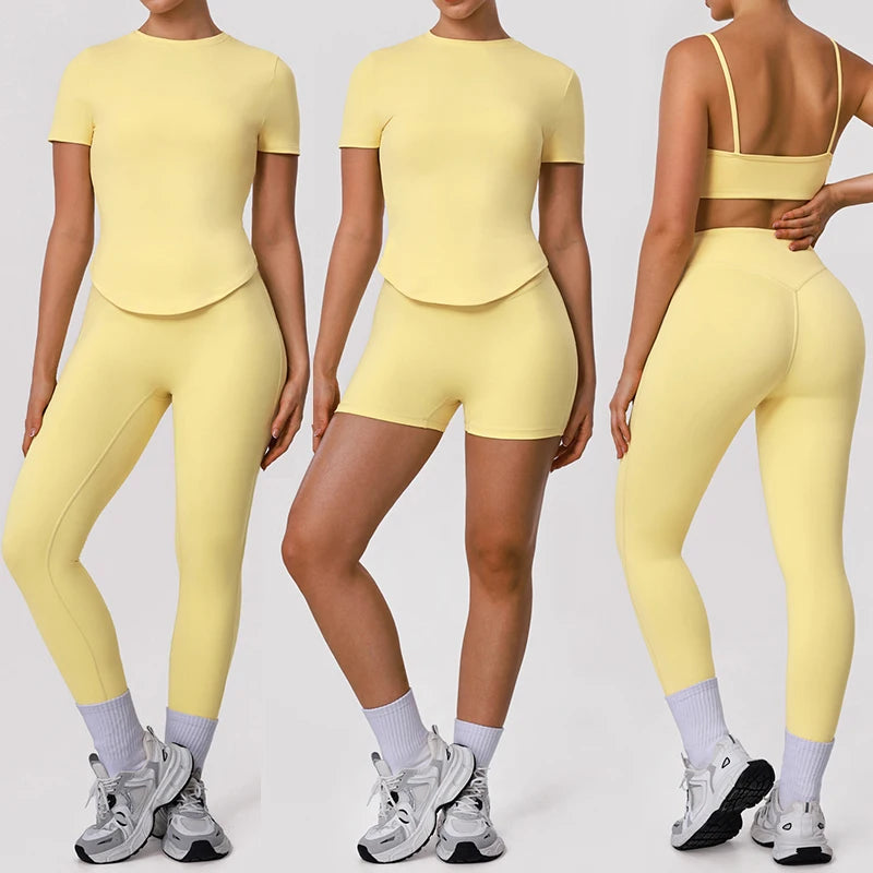 Women's 4 Piece Yoga Set Flare Pants Activewear Outfit