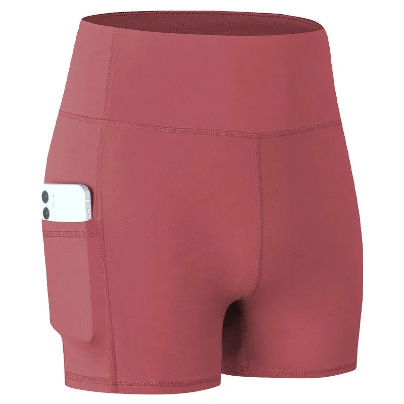 Women's High Waist Leopard Print Yoga Shorts with Pockets