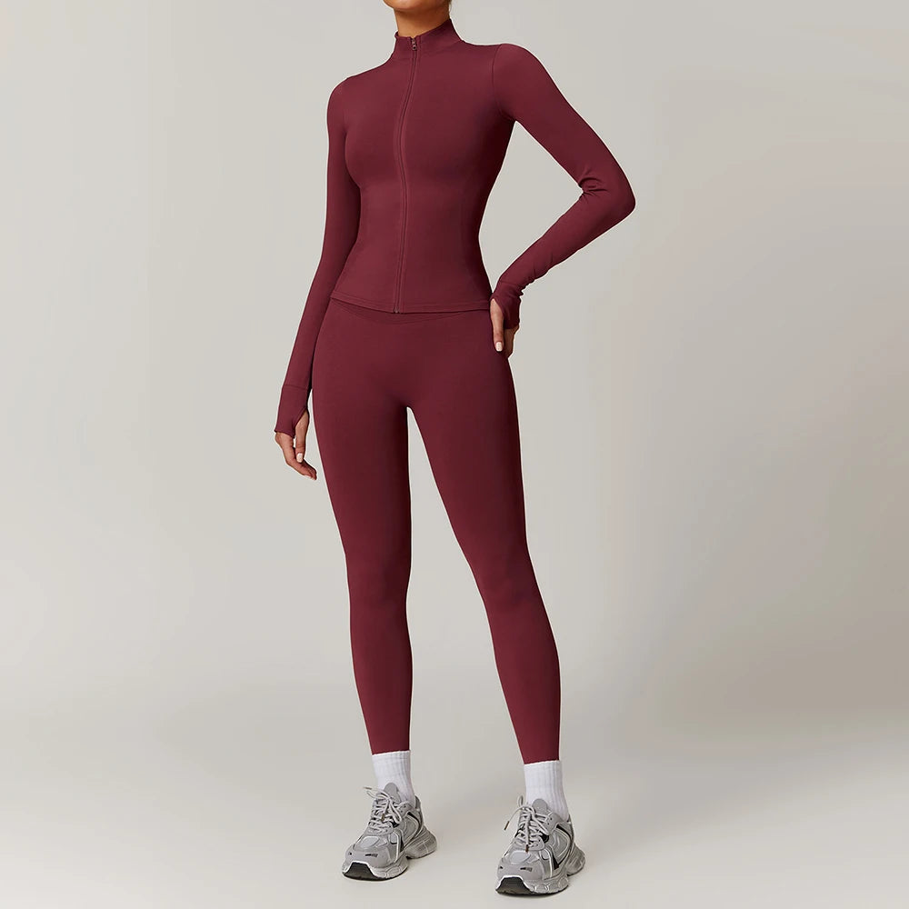 Women's Seamless Yoga Set Jacket and Leggings Activewear Outfit
