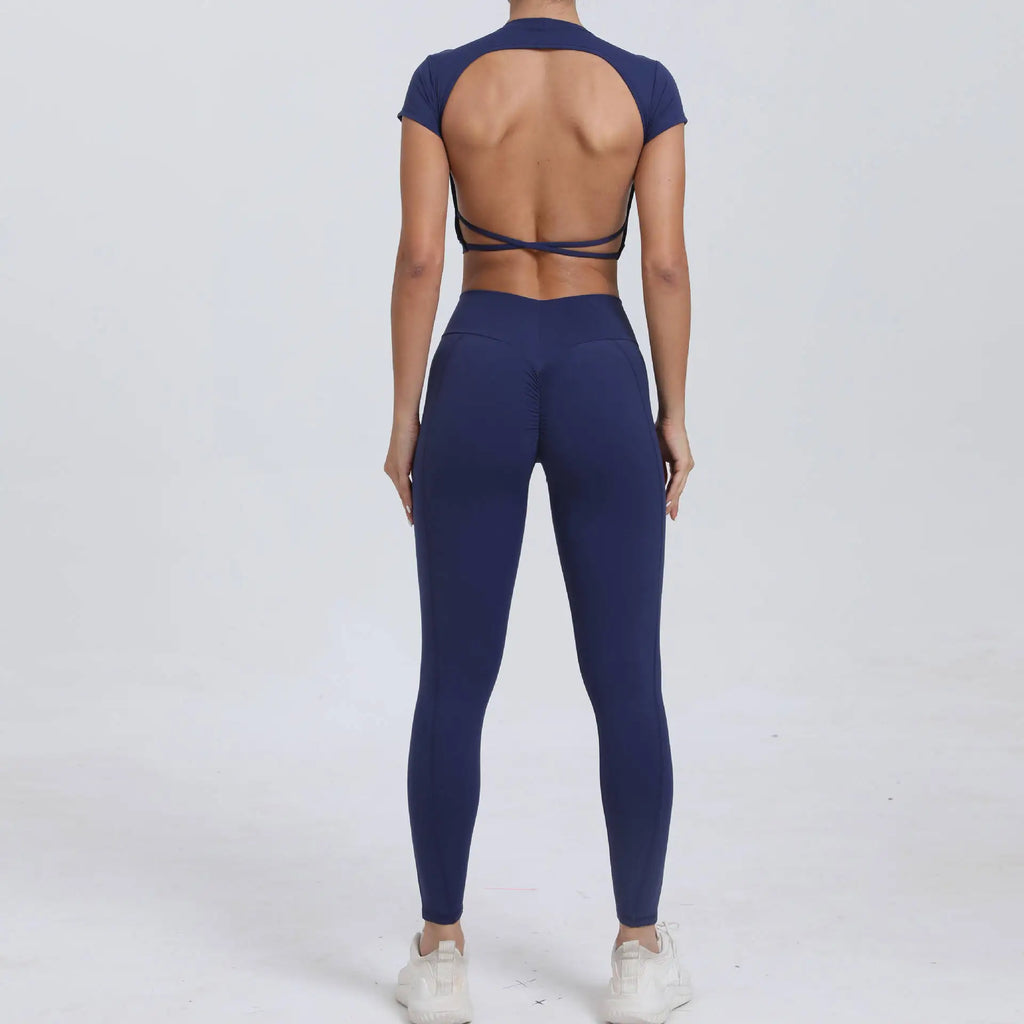 Women Yoga Tops Shorts Set