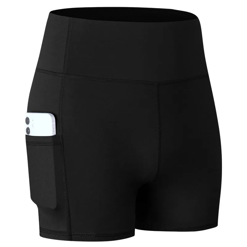 Women's High Waist Leopard Print Yoga Shorts with Pockets