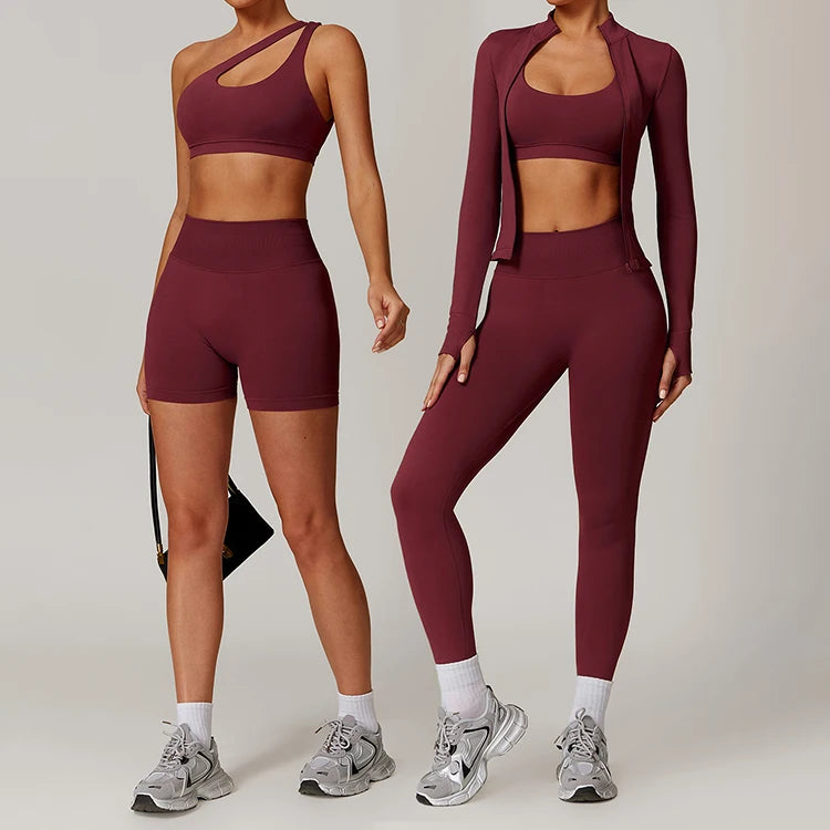 Women's Seamless Yoga Set Jacket and Leggings Activewear Outfit