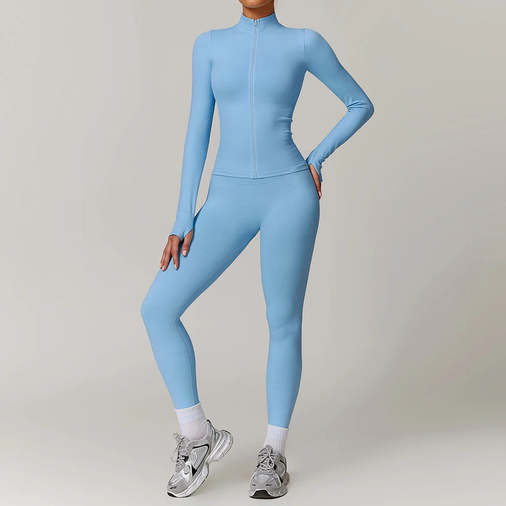 Women's Seamless Yoga Set Jacket and Leggings Activewear Outfit