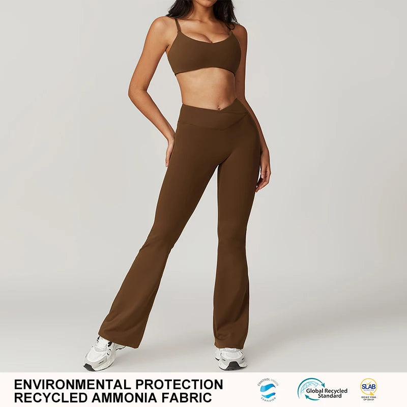 Women's Recycled Fabric Seamless Yoga Set Sports Bra Leggings
