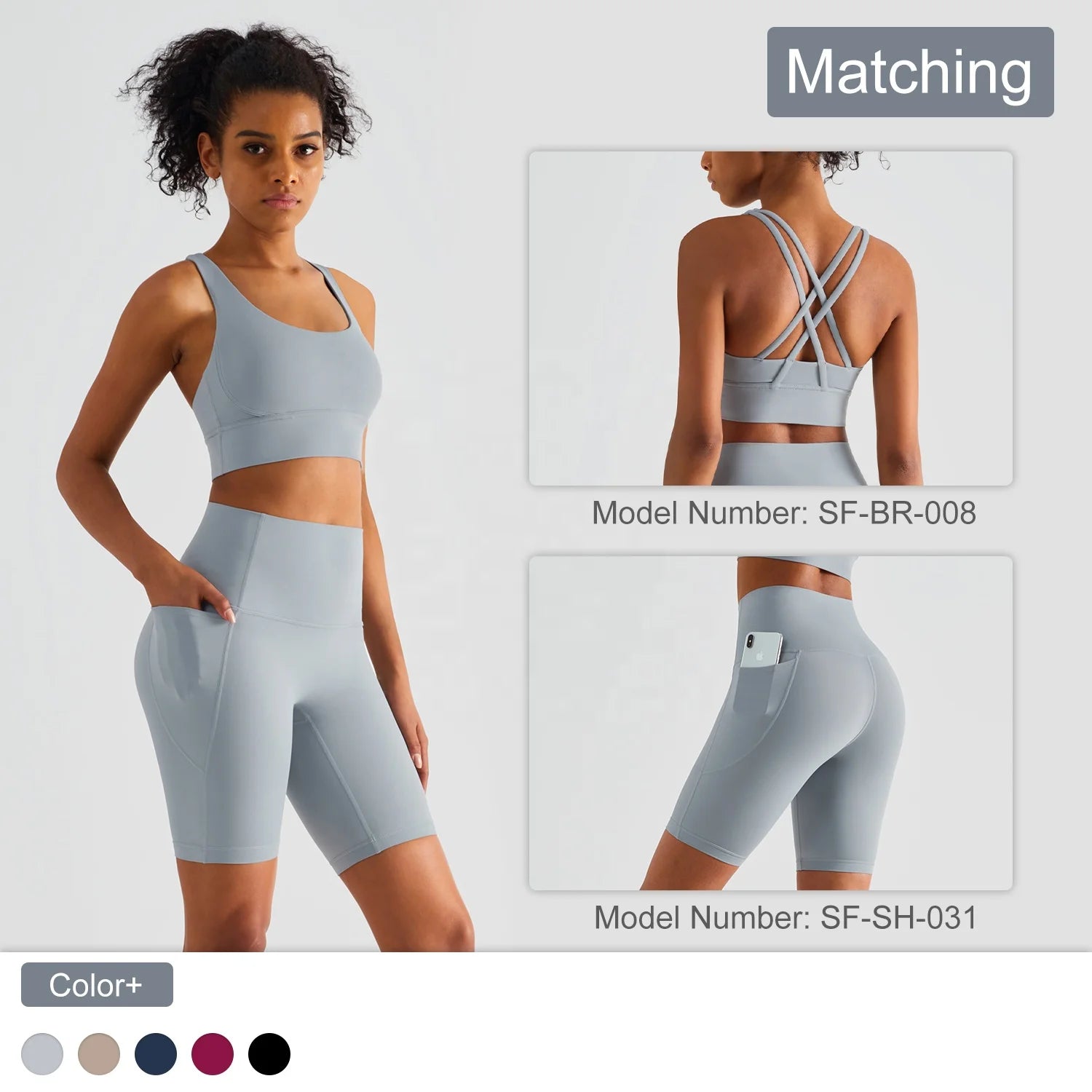 Women's 2 Piece Crossover Sports Bra Plus Size Butt Lift Yoga Shorts Set