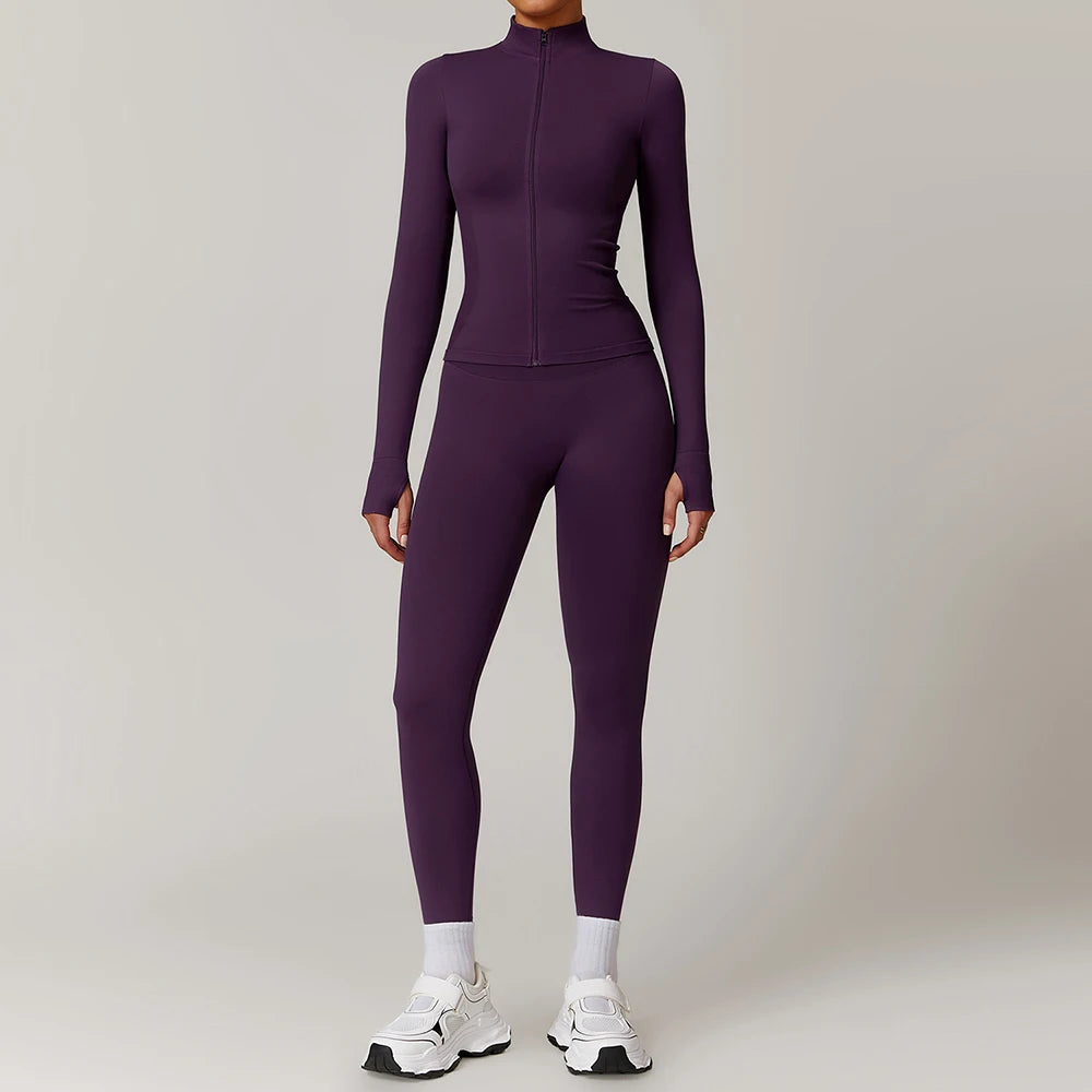 Women's Seamless Yoga Set Jacket and Leggings Activewear Outfit