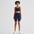 Women's 2 Piece Crossover Sports Bra Plus Size Butt Lift Yoga Shorts Set