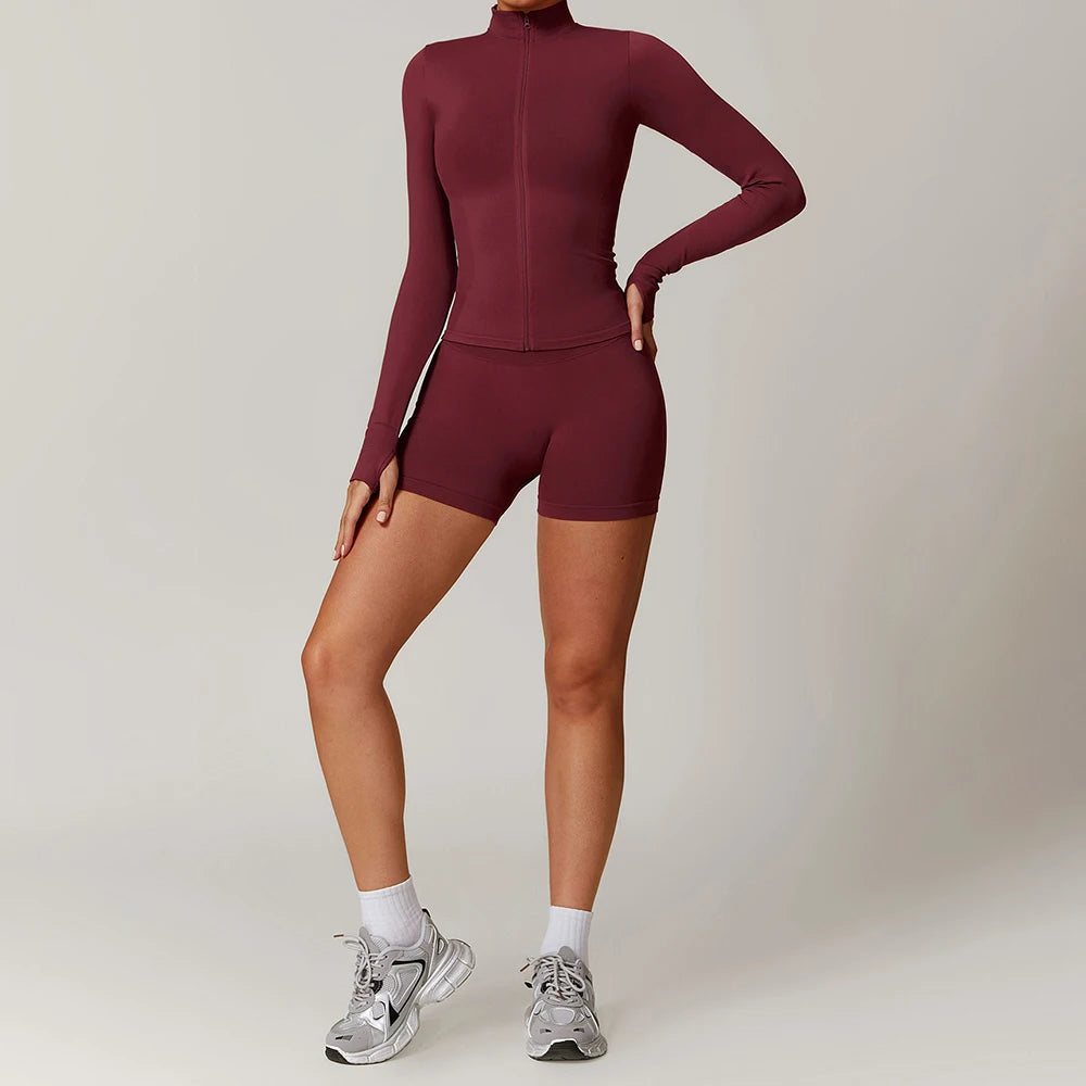 Women's Seamless Yoga Set Jacket and Leggings Activewear Outfit