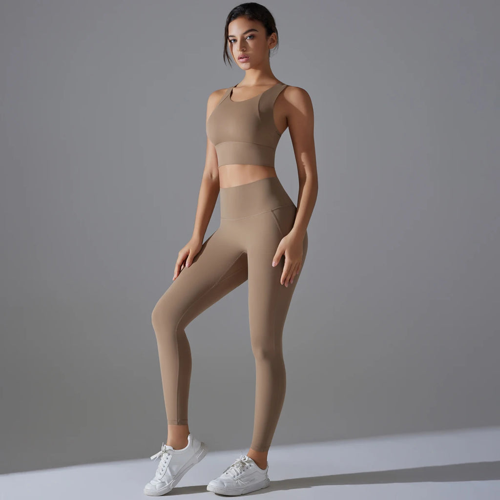 Women's High Waist Yoga Set Sports Bra and Leggings