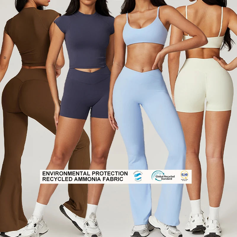 Women's Recycled Fabric Seamless Yoga Set Sports Bra Leggings