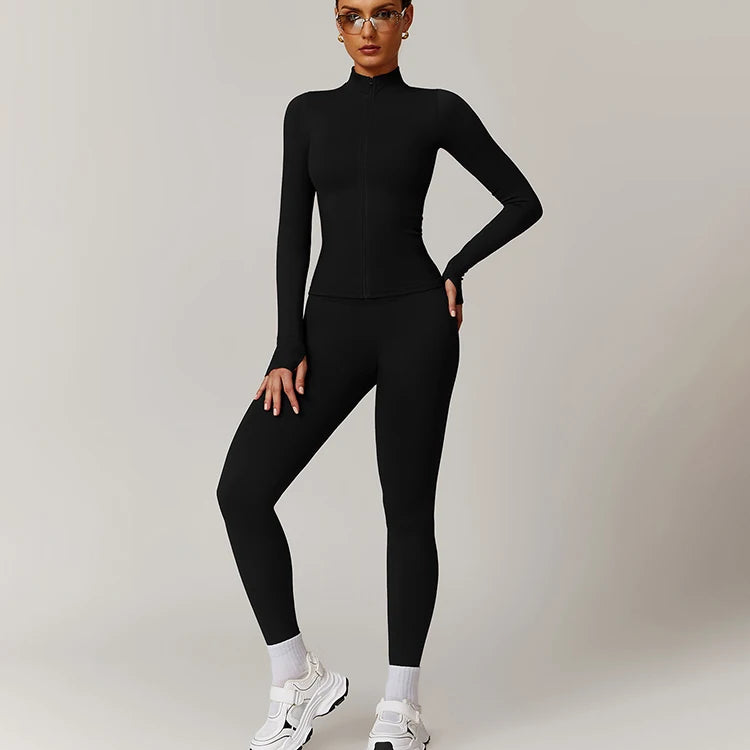 Women's Seamless Yoga Set Jacket and Leggings Activewear Outfit
