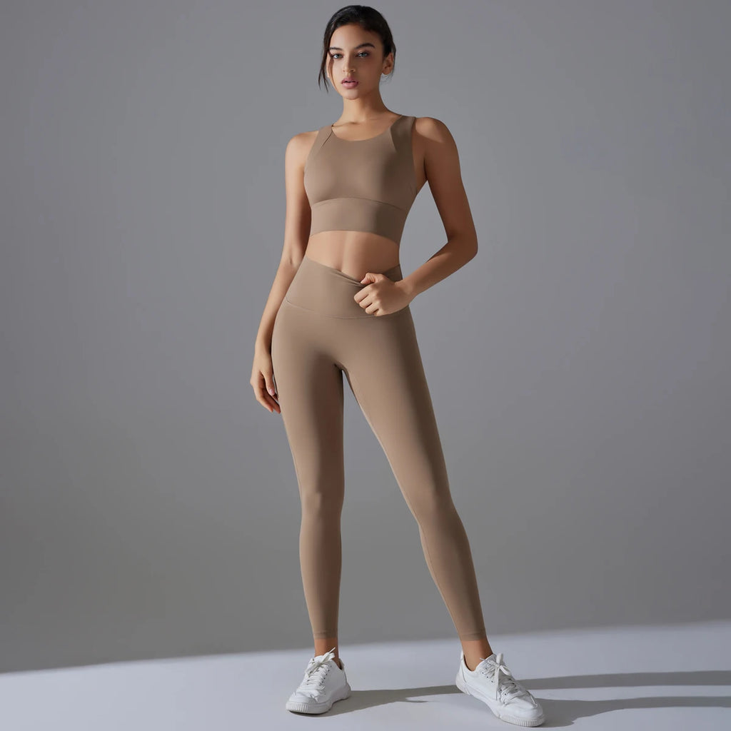 Women's High Waist Yoga Set Sports Bra and Leggings