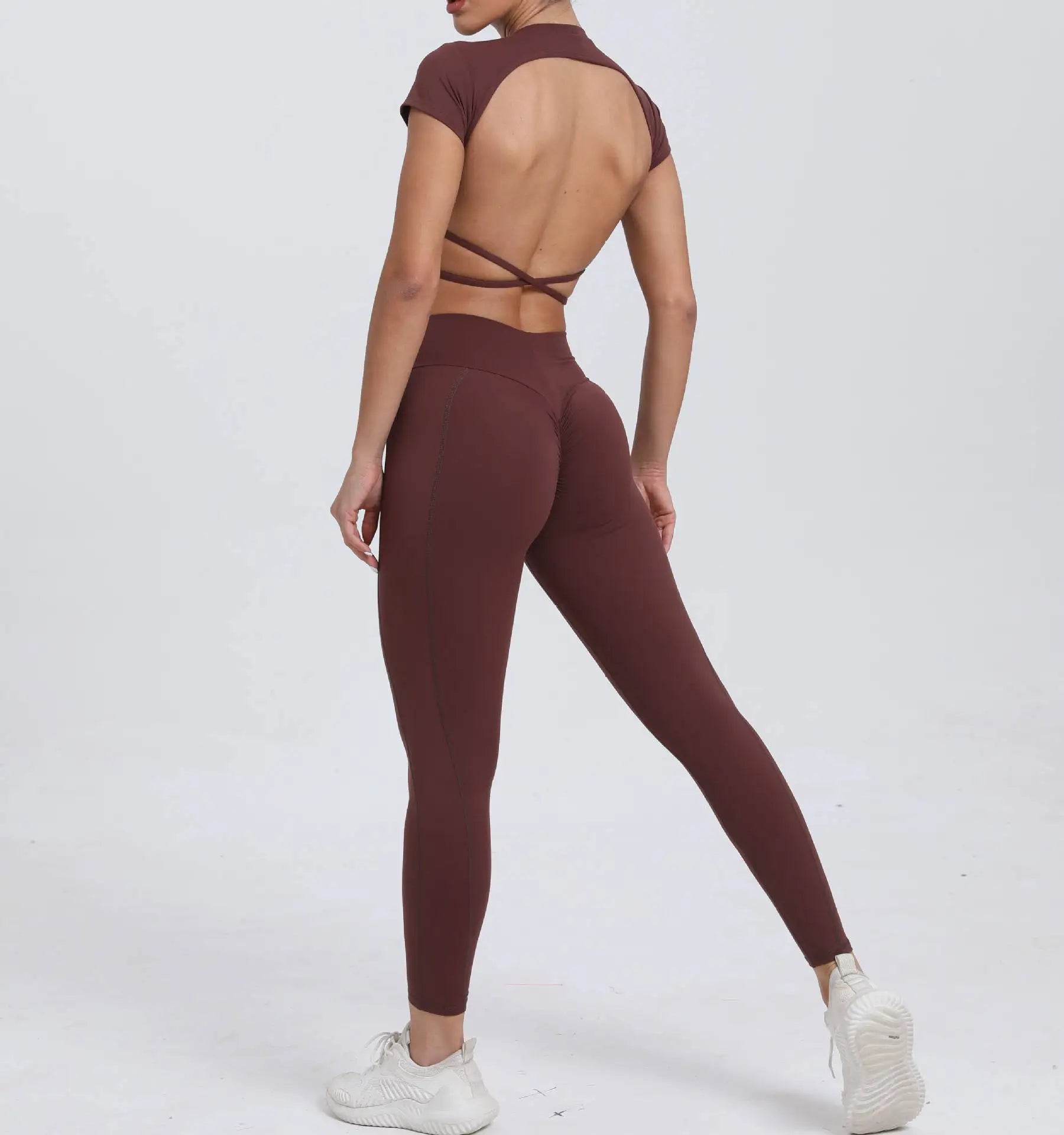 Women Yoga Tops Shorts Set