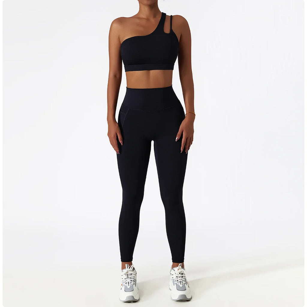 Women's Fitness Yoga Set Sports Bra and Pocket Leggings
