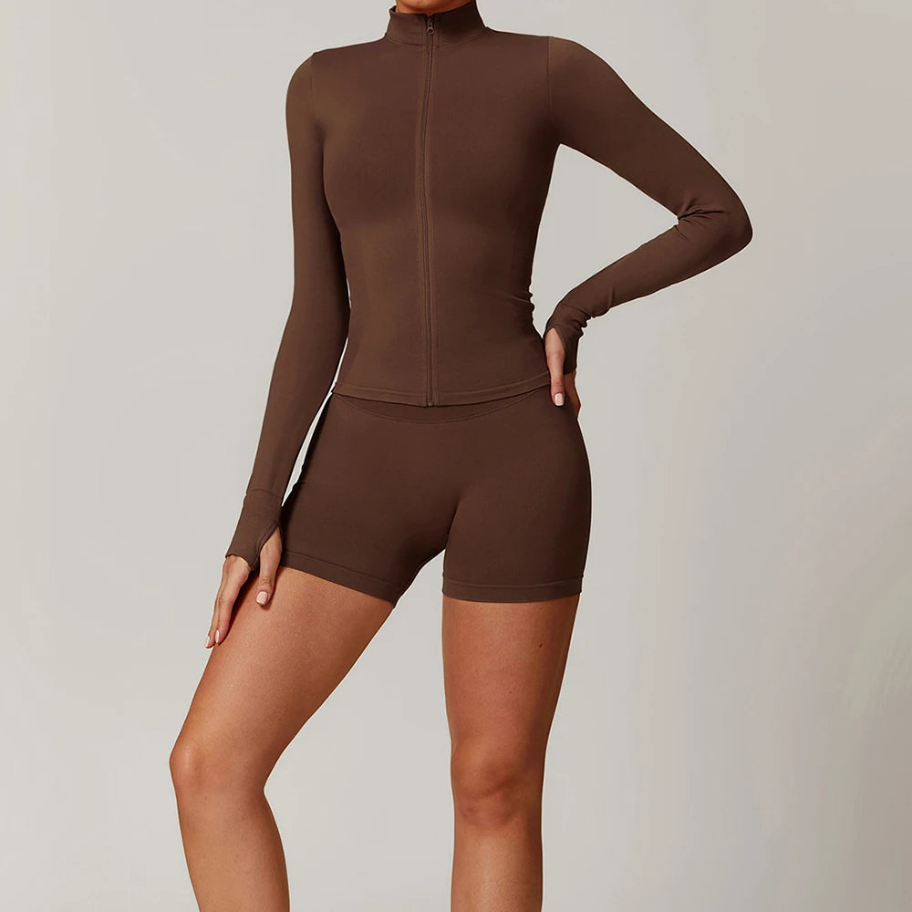 Women's Seamless Yoga Set Jacket and Leggings Activewear Outfit