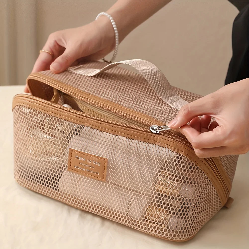 Women's Travel Cosmetic Bag Makeup Organizer with Zipper Closure