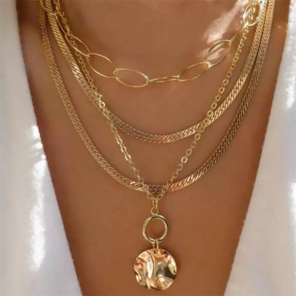 Vintage Gold Coin Chain Necklace