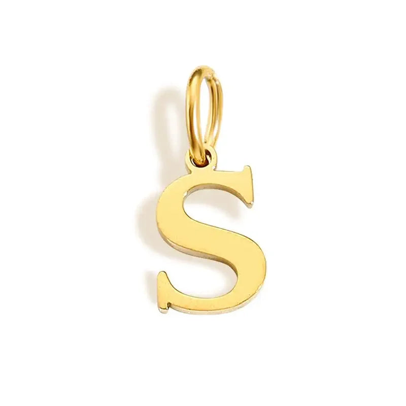 Gold Initial Letter Charm Pendant