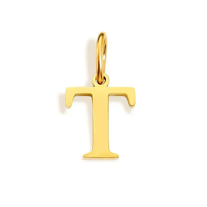 Gold Initial Letter Charm Pendant