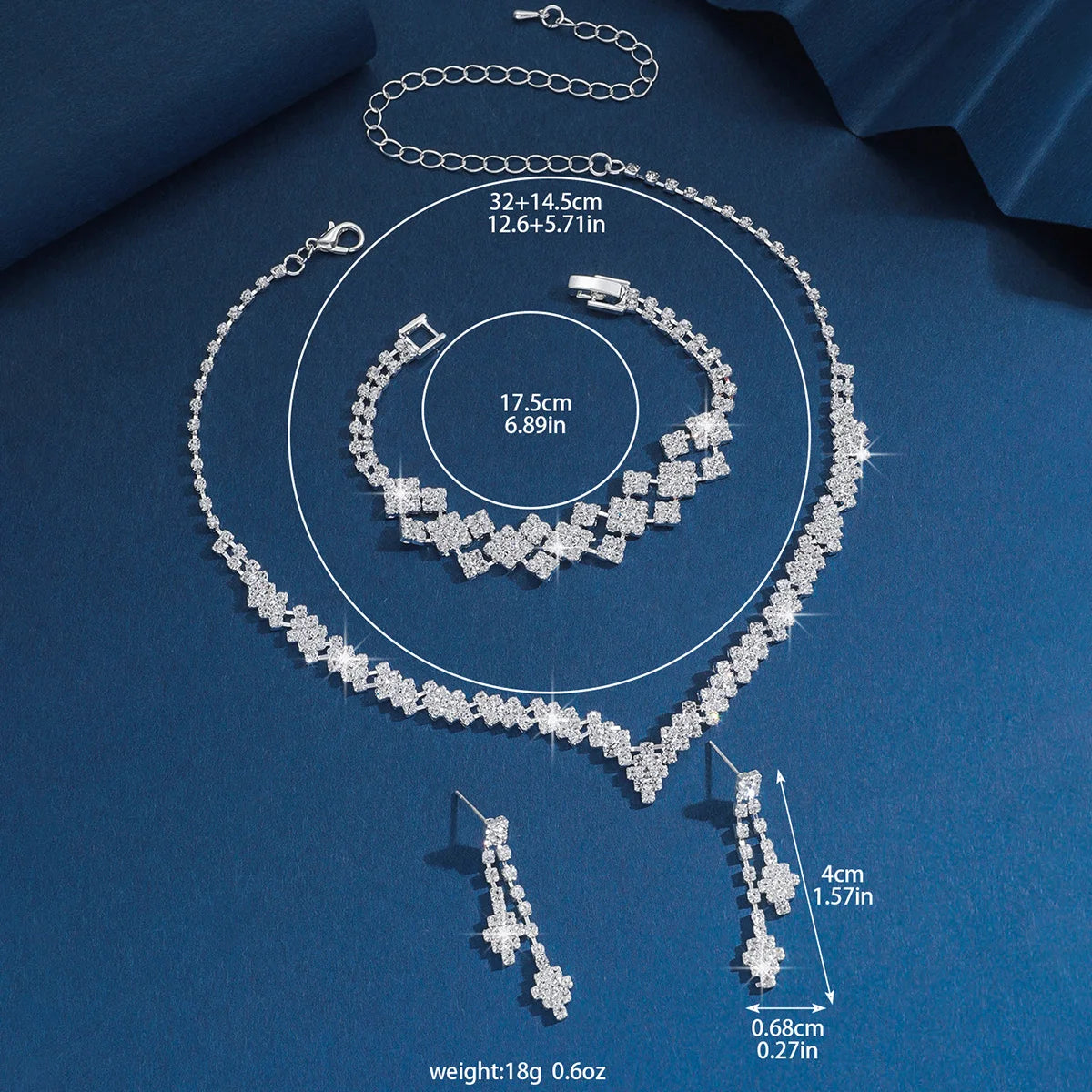 Silver Rhinestone Tassel Jewelry Set