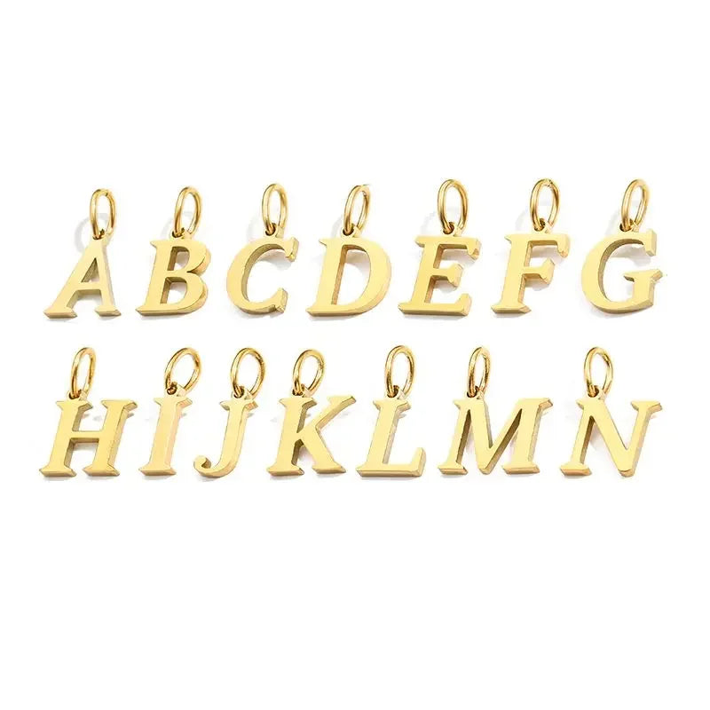 Gold Initial Letter Charm Pendant