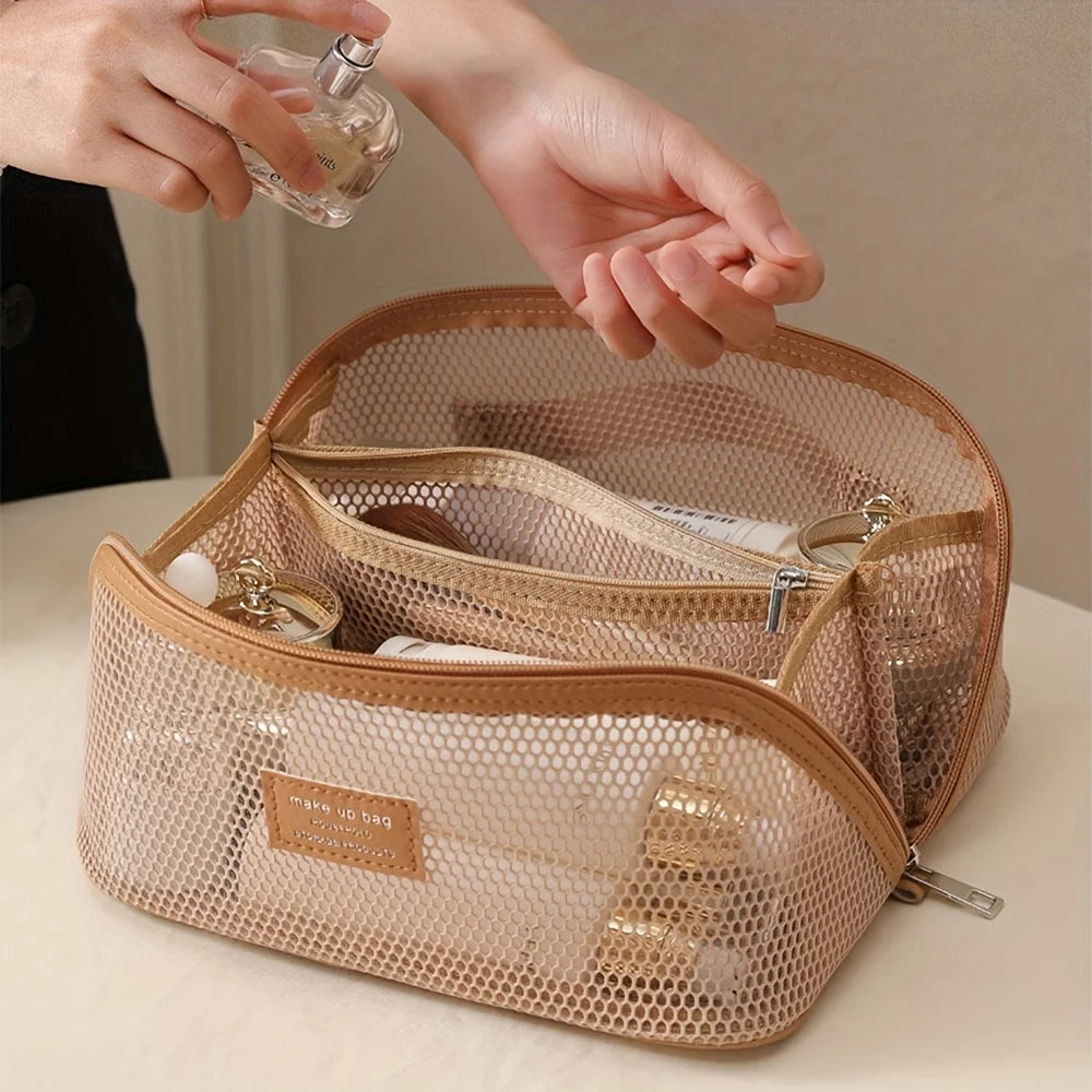 Women's Travel Cosmetic Bag Makeup Organizer with Zipper Closure