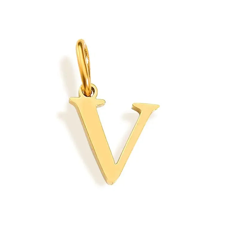 Gold Initial Letter Charm Pendant