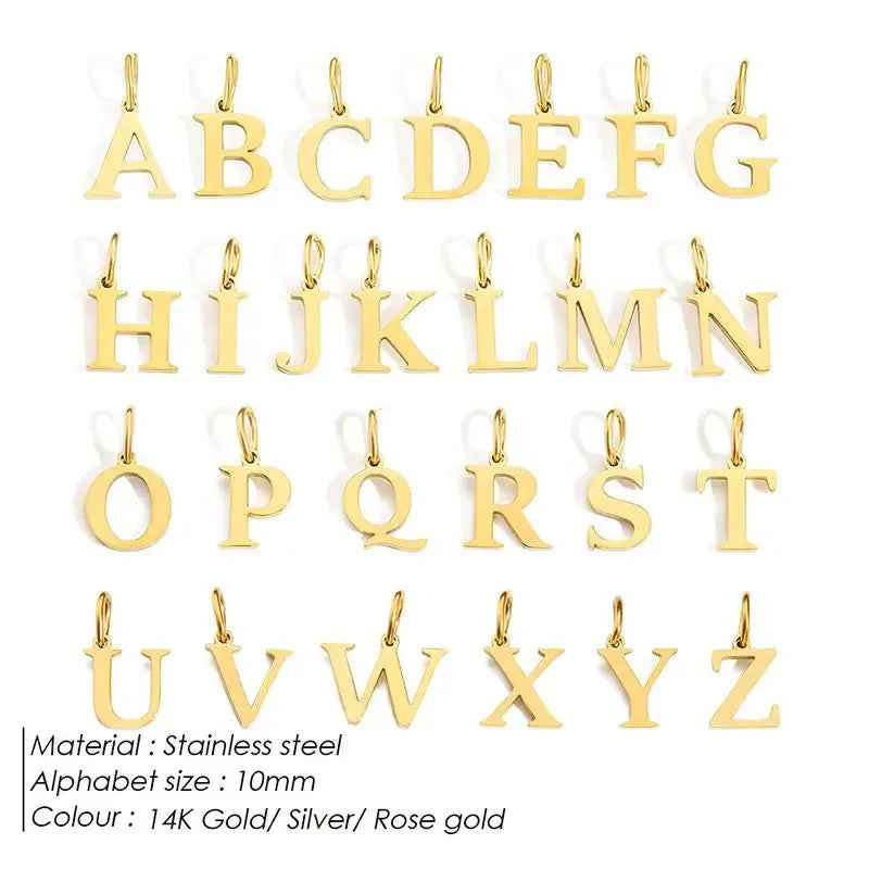 Gold Initial Letter Charm Pendant