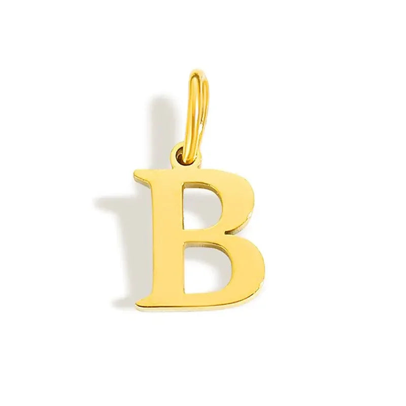 Gold Initial Letter Charm Pendant