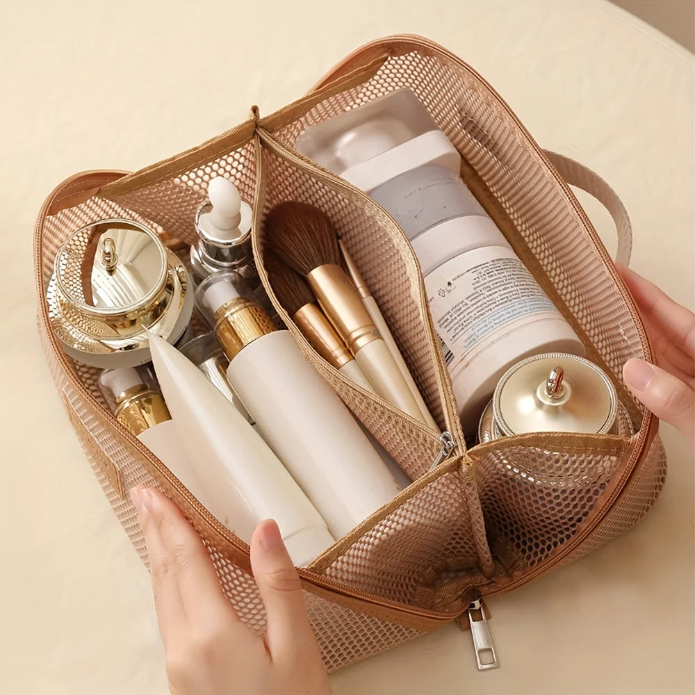 Women's Travel Cosmetic Bag Makeup Organizer with Zipper Closure