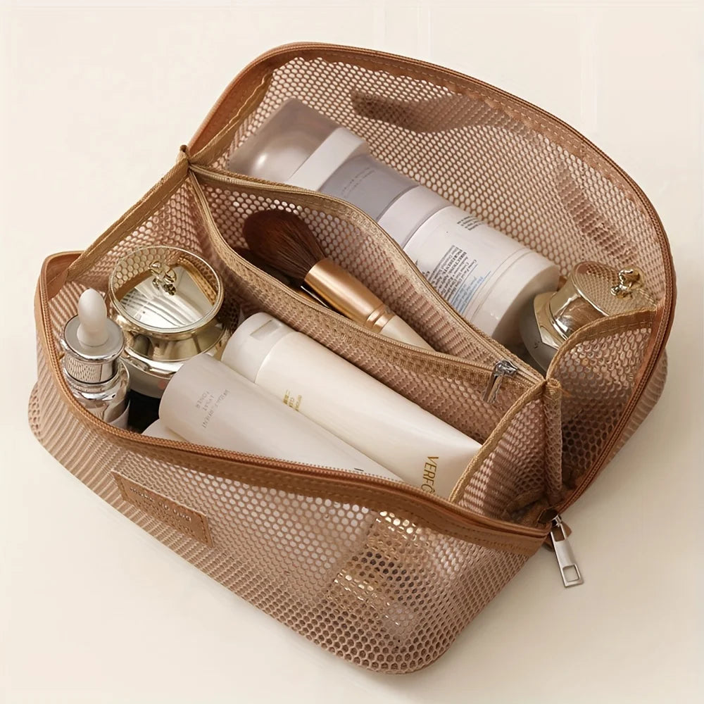 Women's Travel Cosmetic Bag Makeup Organizer with Zipper Closure