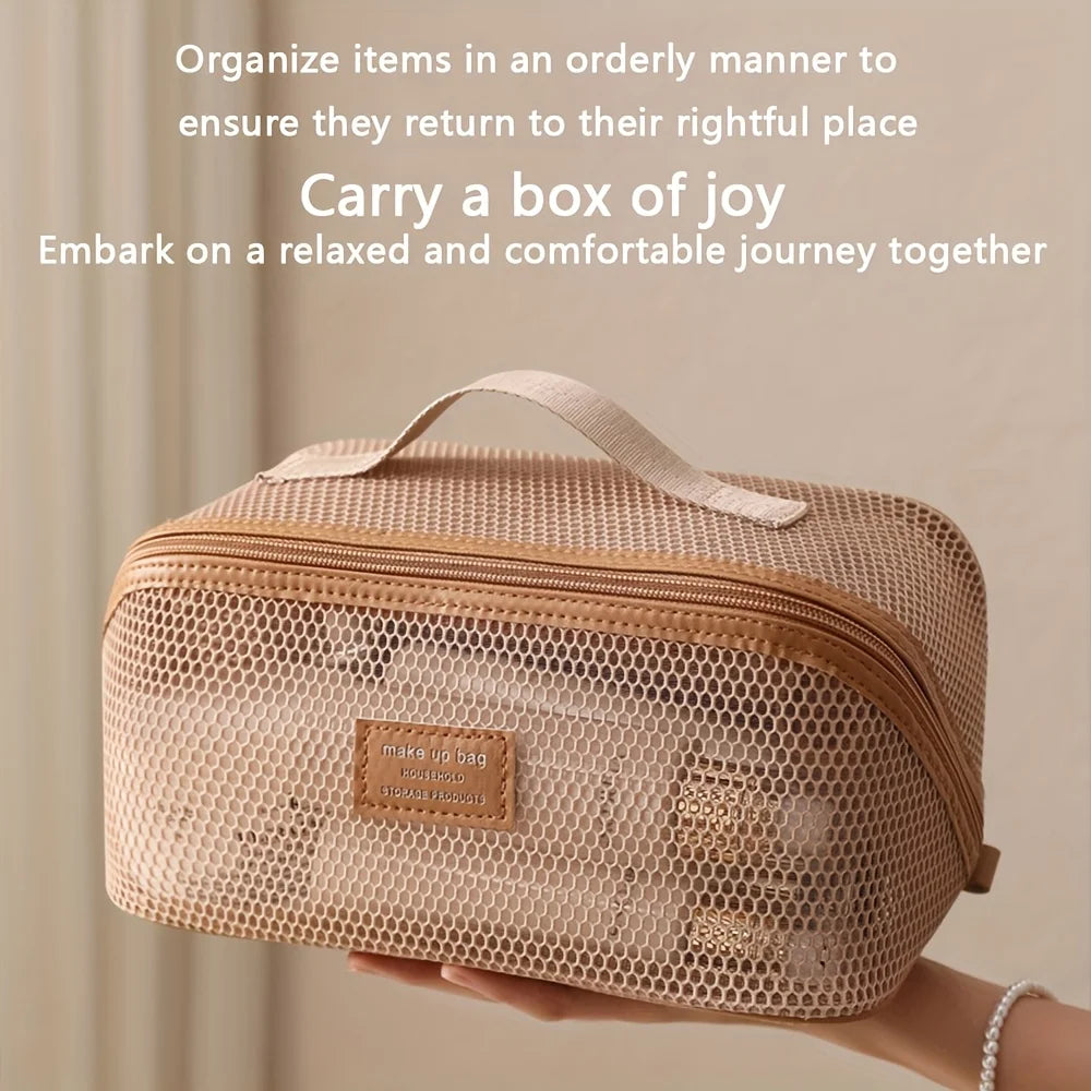 Women's Travel Cosmetic Bag Makeup Organizer with Zipper Closure