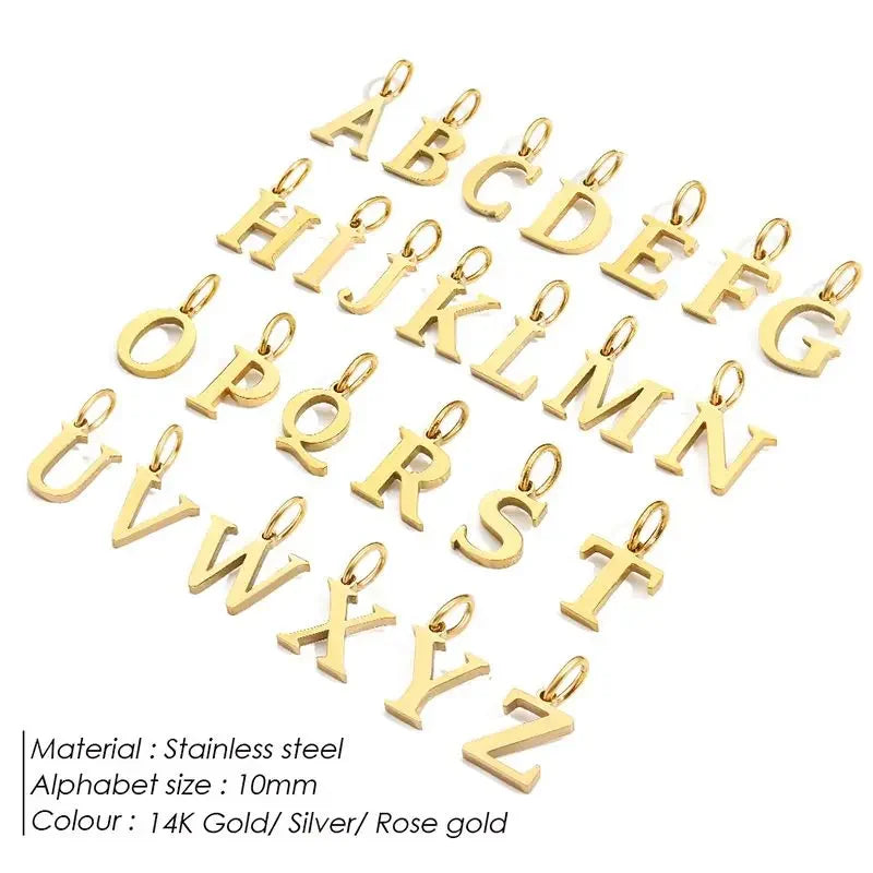 Gold Initial Letter Charm Pendant