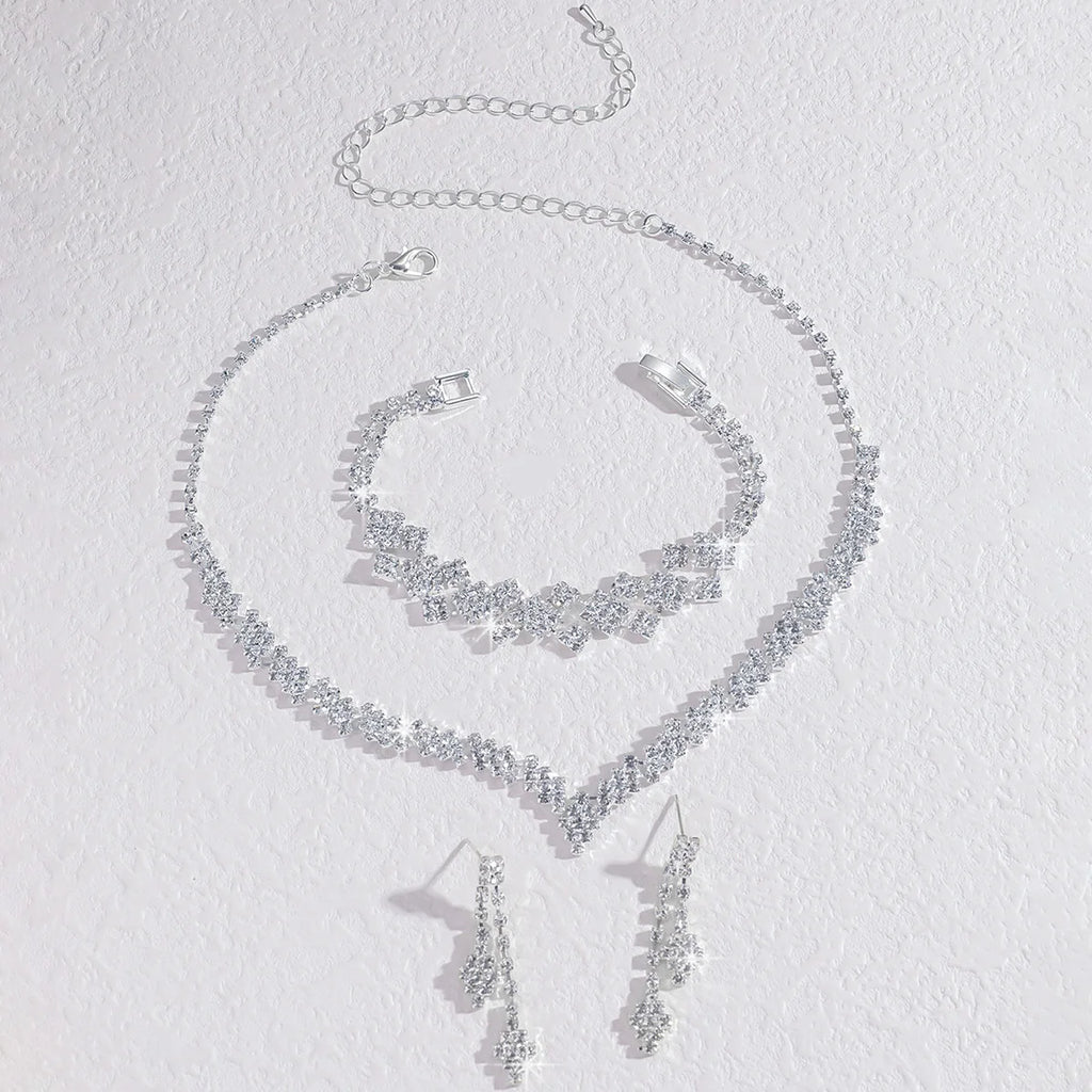 Silver Rhinestone Tassel Jewelry Set