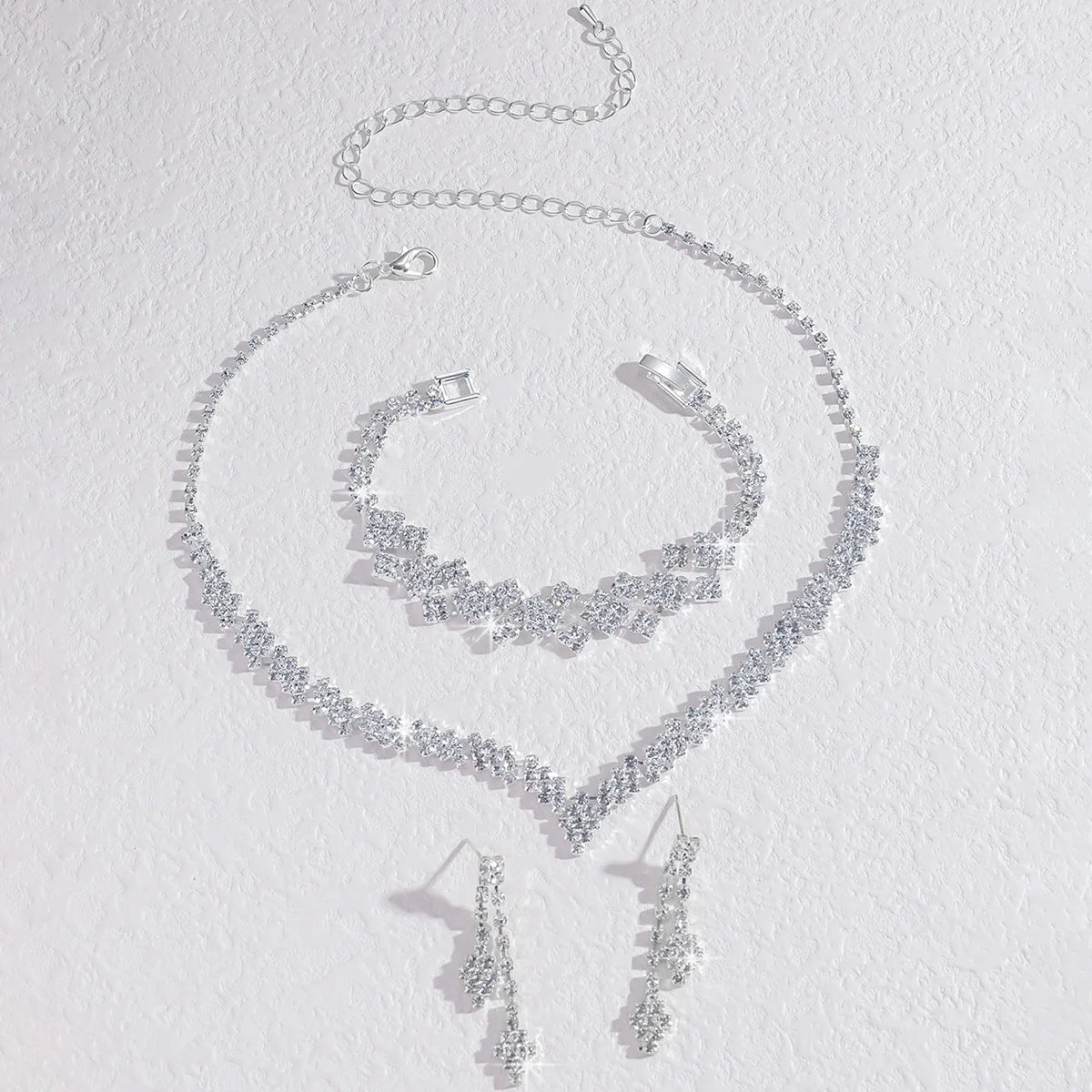 Silver Rhinestone Tassel Jewelry Set