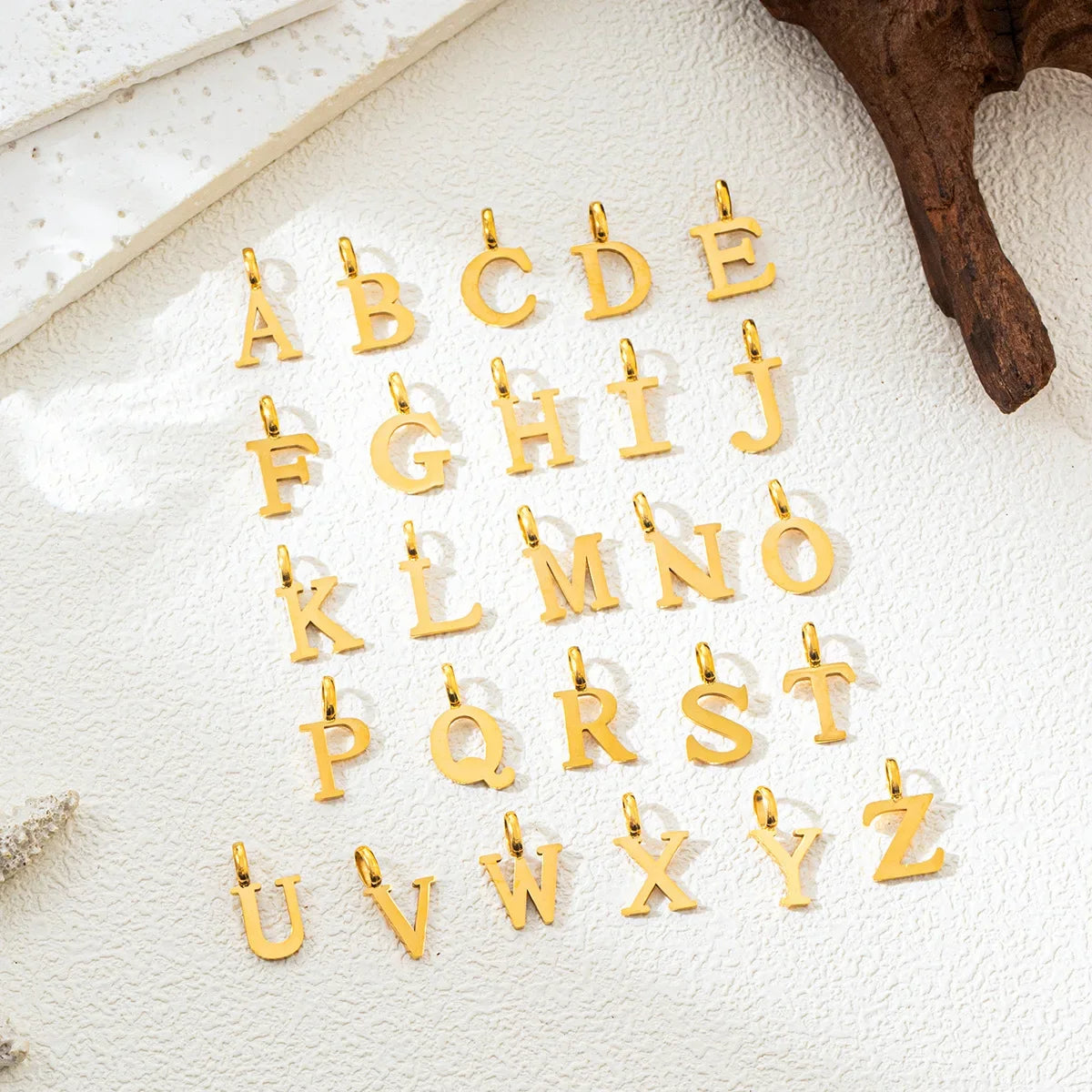 Gold Initial Letter Charm Pendant