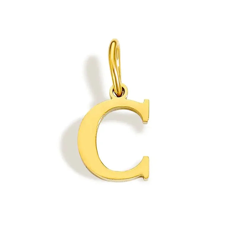Gold Initial Letter Charm Pendant