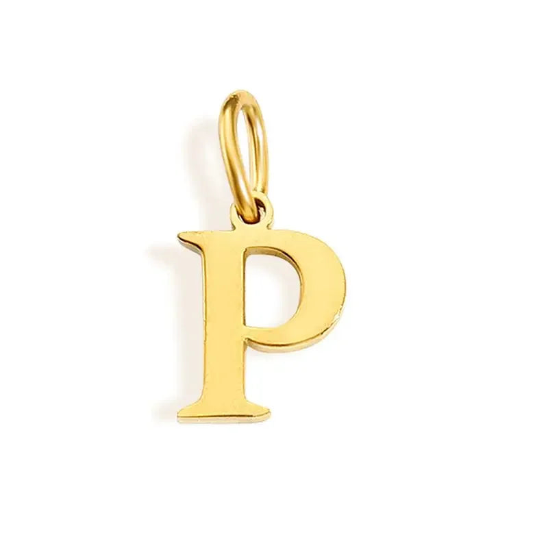 Gold Initial Letter Charm Pendant
