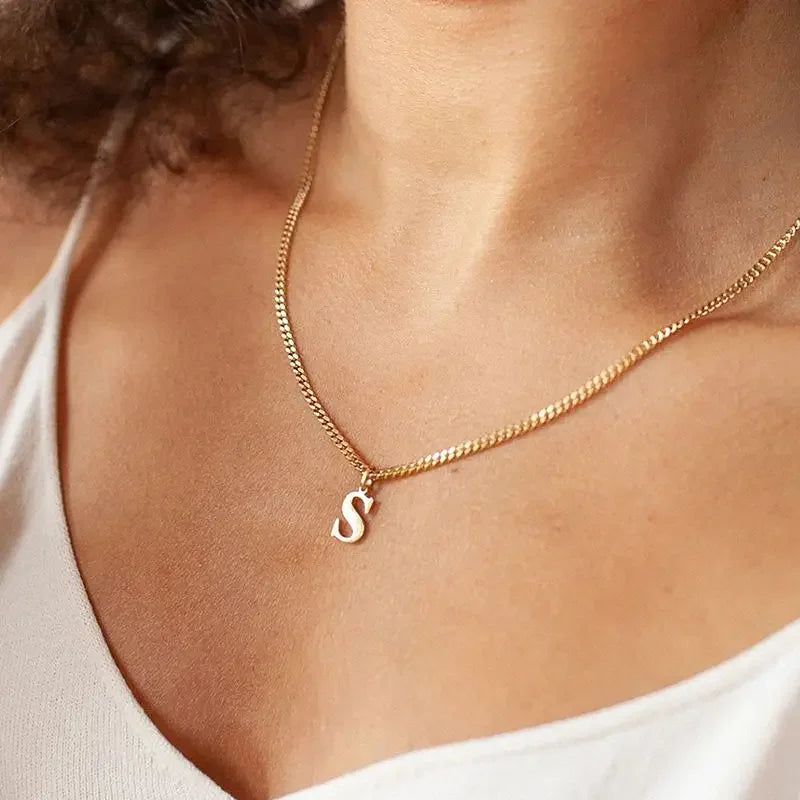 Gold Initial Letter Charm Pendant