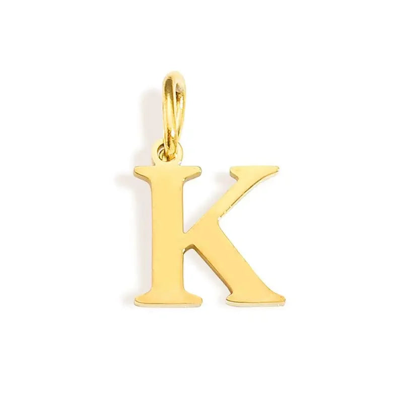 Gold Initial Letter Charm Pendant