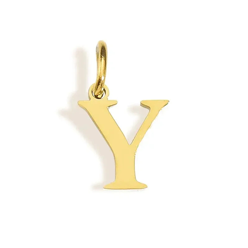 Gold Initial Letter Charm Pendant