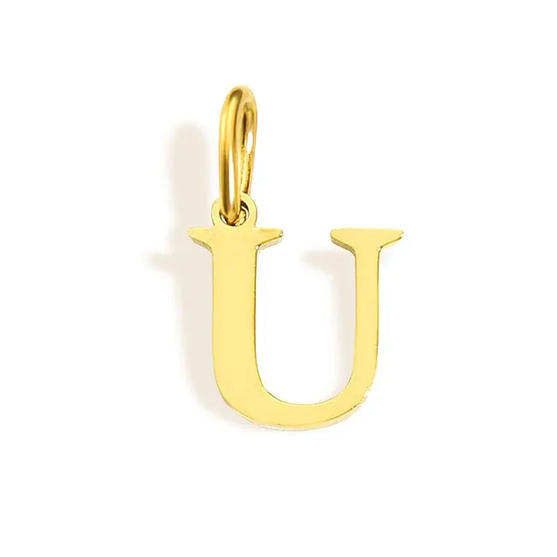 Gold Initial Letter Charm Pendant
