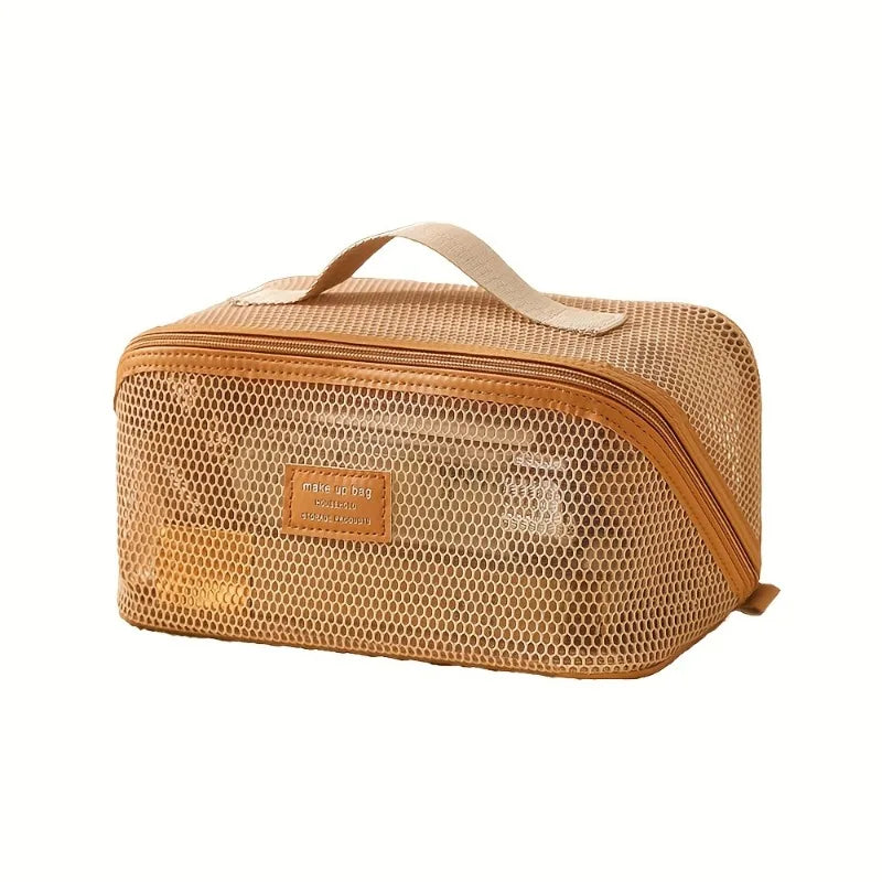 Women's Travel Cosmetic Bag Makeup Organizer with Zipper Closure
