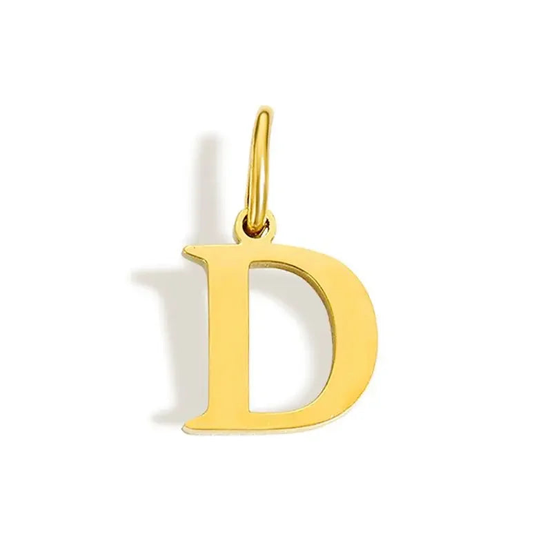 Gold Initial Letter Charm Pendant