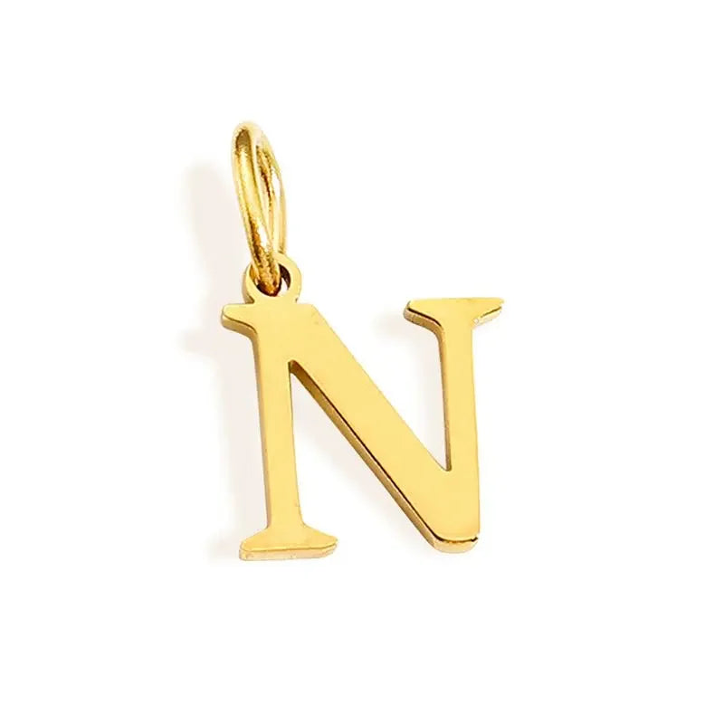 Gold Initial Letter Charm Pendant