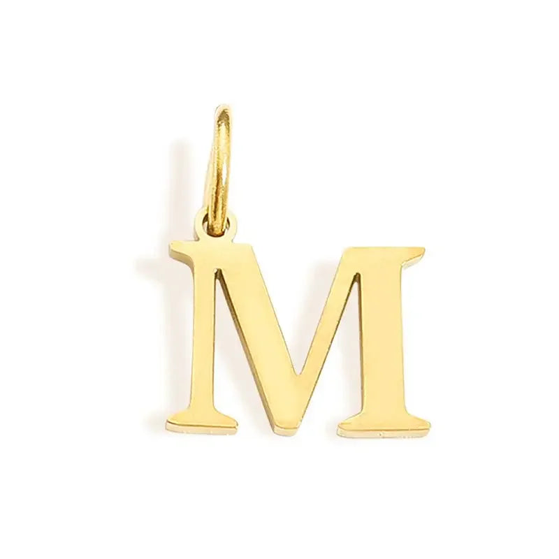 Gold Initial Letter Charm Pendant